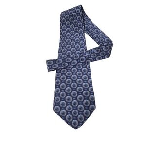 Zylos George Machado Silk Tie Mens Grey Blue Geometric Medallion Made in USA